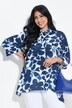 Blusa con fiori, orlo a punte, collo da camicia e maniche a 3/4