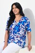 Slinky shirt, bloemen, classic, V-hals, korte mouwen