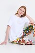 T-shirt en coton Pima. Motif citrons. Col bateau et manches courtes