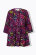 Bluse, A-form, farverigt leopard-print, flæser