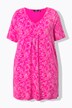 Longshirt, bloemenprint, V-hals, halve mouwen, zakken