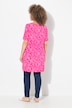Longshirt, bloemenprint, V-hals, halve mouwen, zakken