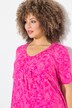 Longshirt, bloemenprint, V-hals, halve mouwen, zakken