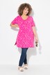 Longshirt, bloemenprint, V-hals, halve mouwen, zakken