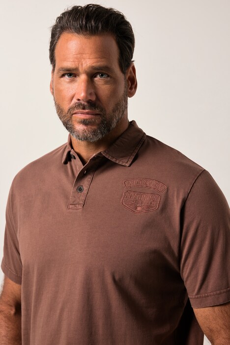 JP1880 Poloshirt, Halbarm, Badges, Vintage Look, bis 8 XL