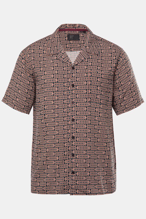 JP1880 viscose overhemd, korte mouw, Cubaanse kraag, all-over print, Cuba-fit, tot 8XL
