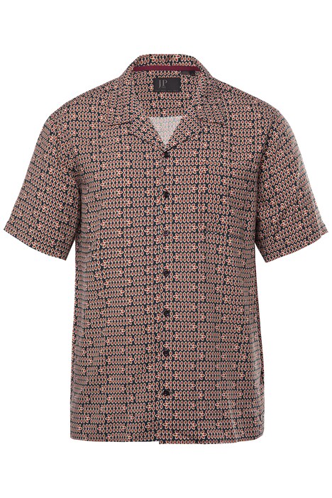Košile JP1880, viskóza, krátké rukávy, Cuba límeček, plošný potisk, Cuba střih, do 8XL