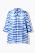 Rutete bluse, spisskant, oversized, skjortekrage, 3/4 ermer