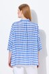Rutete bluse, spisskant, oversized, skjortekrage, 3/4 ermer