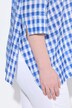 Rutete bluse, spisskant, oversized, skjortekrage, 3/4 ermer