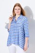 Rutete bluse, spisskant, oversized, skjortekrage, 3/4 ermer