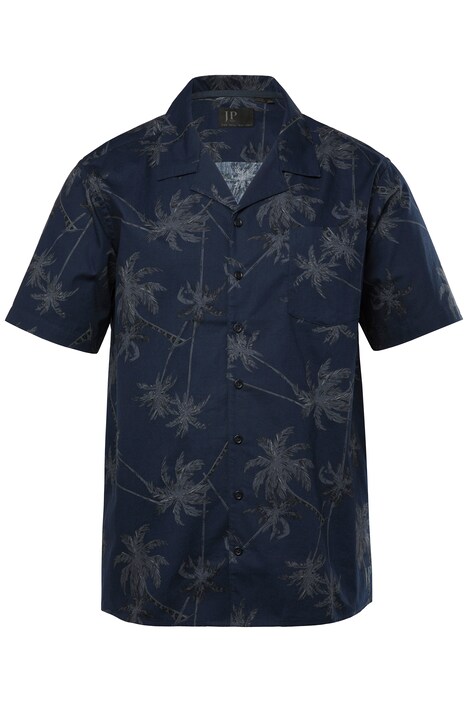 Košile JP1880, krátké rukávy, Cuba límeček, plošný potisk, Cuba střih, do 8XL