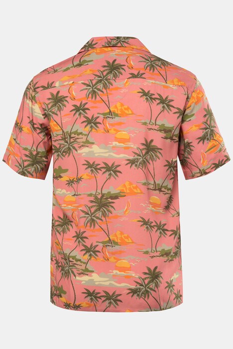JP1880 viscose overhemd, korte mouw, Cubaanse kraag, all-over print, Cuba-fit, tot 8XL