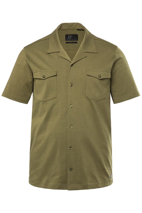 Žerzejová košile JP1880, krátké rukávy, cuba límeček, cuba střih, do 8XL