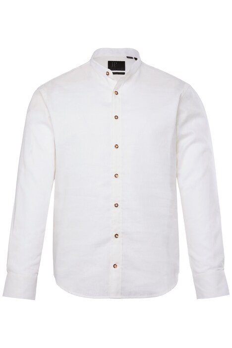 Tradiční košile JP1880, dlouhé rukávy, lněná směs, stojáček, Modern střih, do 8XL