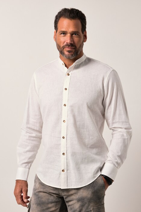 JP1880 Trachtenhemd, Langarm, Leinenmix, Stehkragen, Modern Fit, bis 8 XL