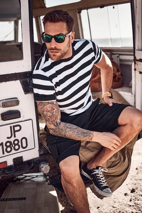 JP1880 T-Shirt, Halbarm, Rundhals, Ringel, bis 8 XL