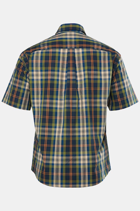 JP1880 geruit overhemd, korte mouw, buttondown-kraag, modern fit, tot 8XL