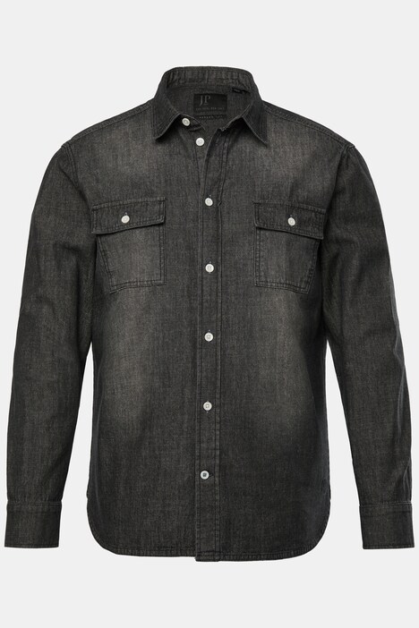 JP1880 denim overhemd, lange mouw, kentkraag, vintage look, modern fit, tot 8XL