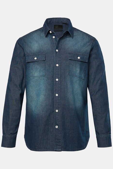 JP1880 denim overhemd, lange mouw, kentkraag, vintage look, modern fit, tot 8XL