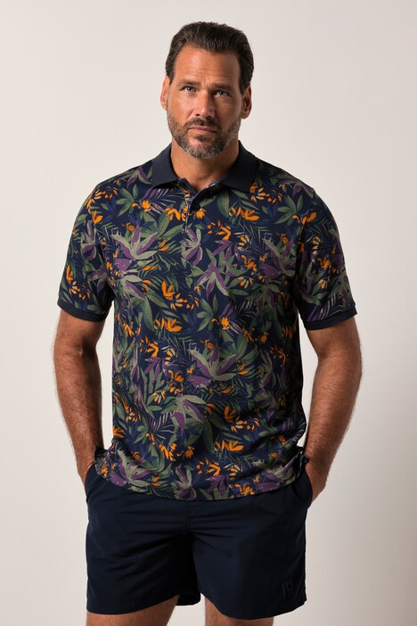 JP1880 Poloshirt, Halbarm, Piqué, floraler Print, bis 8 XL
