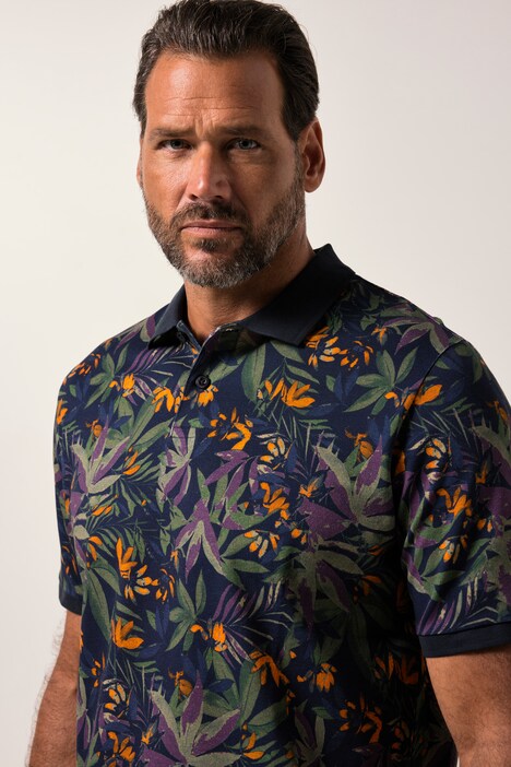 JP1880 Poloshirt, Halbarm, Piqué, floraler Print, bis 8 XL