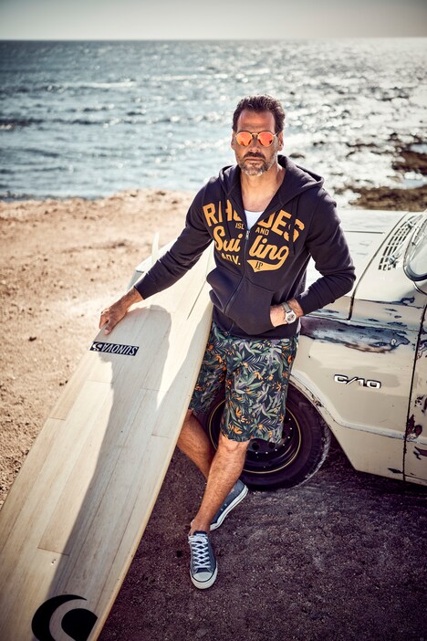 Bermuda JP 1880 en maille piquée, imprimé all-over, coupe Relaxed Fit - jusqu'au 8 XL
