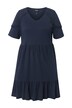 Žerzejové šaty, ozdobná stuha, A střih, výstřih do V, krátké rukávy