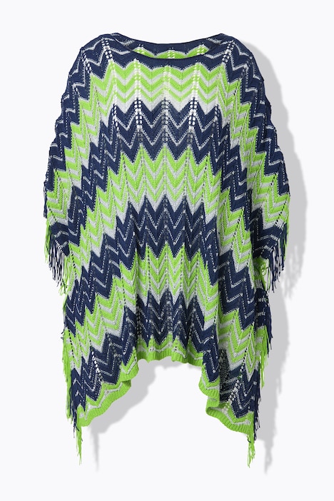 Poncho oversize, maille motif chevrons et effet brillant