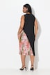 Robe midi plissée, sans manches. Effet de superposition et col rond