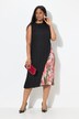 Robe midi plissée, sans manches. Effet de superposition et col rond