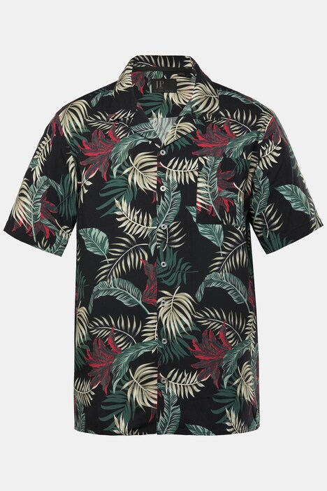 JP1880 viscose overhemd, korte mouwen, Cubaanse kraag, all-over print, Cuba-Fit, tot 8XL