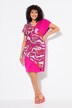 Jersey jurk, chiffon overgooier, V-hals, korte mouwen