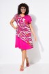 Jersey jurk, chiffon overgooier, V-hals, korte mouwen