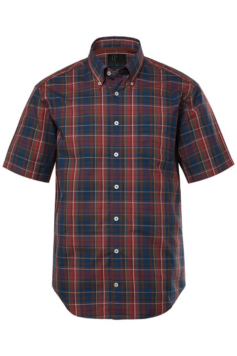 Kostkovaná košile JP1880, krátké rukávy, límeček s knoflíky, Modern střih, do 8XL