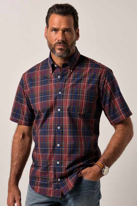 JP1880 geruit overhemd, korte mouwen, buttondown-kraag, Modern Fit, tot 8XL