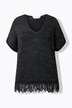Camiseta de punto, oversize, efecto de purpurina, dobladillo con flecos