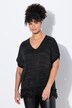 Camiseta de punto, oversize, efecto de purpurina, dobladillo con flecos