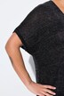 Camiseta de punto, oversize, efecto de purpurina, dobladillo con flecos