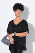 Camiseta de punto, oversize, efecto de purpurina, dobladillo con flecos