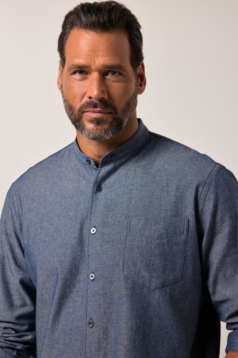 Camisa vaquera JP1880, denim, manga larga, cuello alzado, Modern Fit, hasta la talla 8 XL