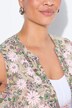 Gilet, coupe évasée longue. Bandes imprimées et fleurs brodées