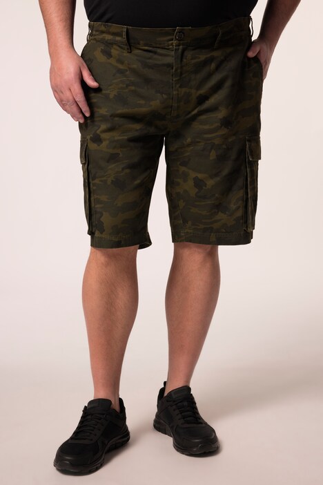 Cargo bermudy Men+, volný střih, maskáčové, do 72