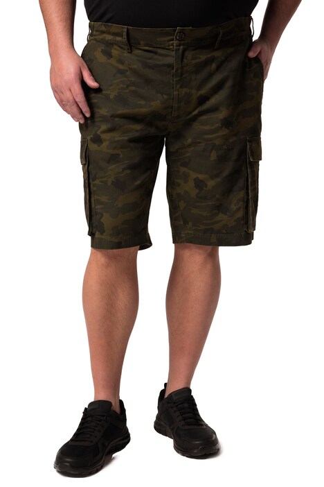 Cargo bermudy Men+, volný střih, maskáčové, do 72