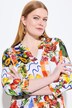 Slinkybluse, food-design, A-form, høj krave, 3/4-ærmer