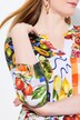 Slinkybluse, food-design, A-form, høj krave, 3/4-ærmer