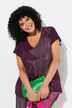 T-shirt dal taglio oversize con stampa glitterata, scollo a V e mezze maniche