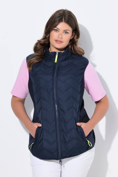 Doorgestikte bodywarmer, opstaande kraag