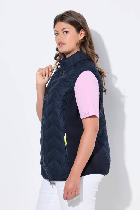 Doorgestikte bodywarmer, opstaande kraag