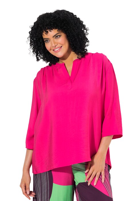 Halenka, oversize, tunikový výstřih, 3/4 rukávy